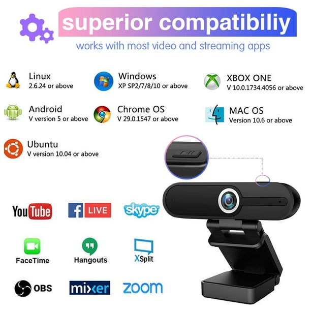 ZIQIAN 4K Webcam PC Gaming Camera/Pro Streaming, Mic, Cover
