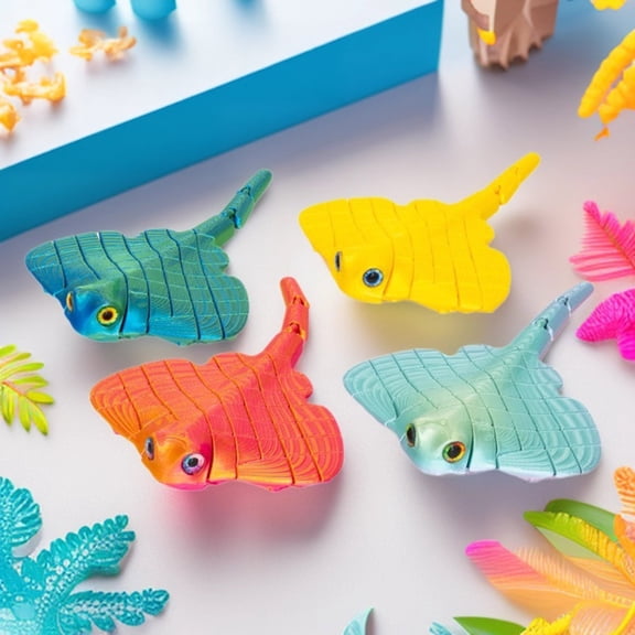 Dserhfy 3D Printed Batfish Figurine Collectible Ocean Animal Model for Kids Adults Home Office Executive Desk Decor