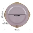 thumbnail image 3 of YOPTOP 10 Pack | Clear/Gold Baroque 8” Round Plastic Dessert Salad Plates  Disposable Tableware with Leaf Embossed Gold Rim,lavender,10", 3 of 11