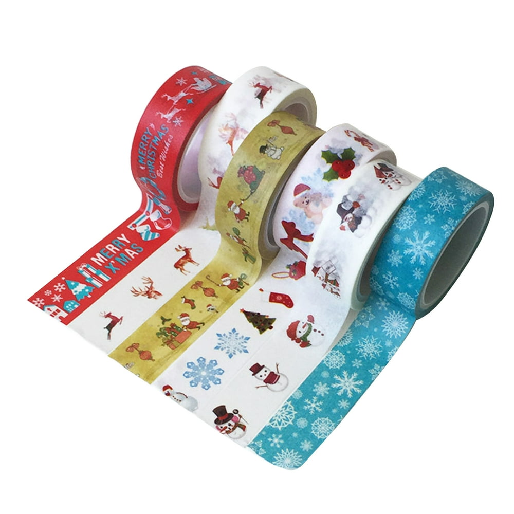 Yesbay 6 Rolls Printed Christmas Paper Ribbon DIY Craft Gift Wrapping
