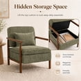 thumbnail image 4 of SESSLIFE Accent Chair with Storage Space, Upholstered Living Room Chairs with Waist Cushion & Wood Frame, Reading Armchair for Bedroom Sunroom, Green, 4 of 9