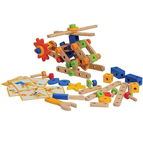 Montessori Truck Building Set Pre-Kindergarten Nuts Bolts Construction Wood Toy 