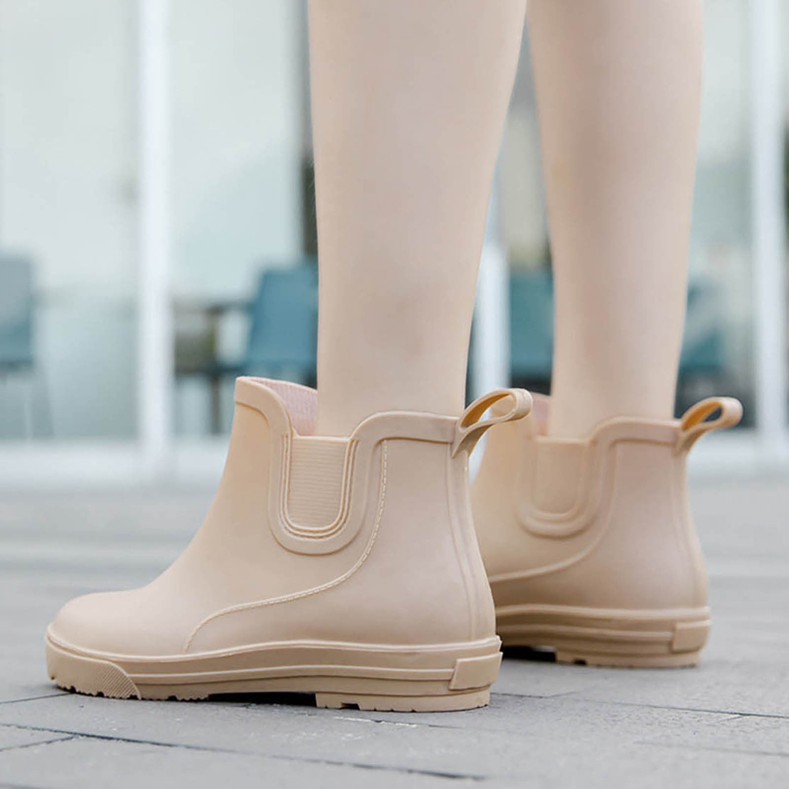 IUJSOY Rain Boots Women Ankle Booties Ladies Waterproof Spring Wide Calf Non-Slip Garden Boot