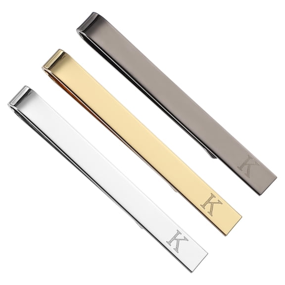 Uxcell 3Pcs Tie Pins for Men , Stainless Steel Alphabet K Letter Necktie Bar Pinch Set Mens Tie Clip with Gift Box for Wedding Father's Day, Silver/Gold/Black
