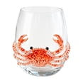 thumbnail image 2 of Artisanal Blue Ringed Octopus Glassware, 3D Octopuses Stemless Wine Glasses, Handcrafted Marine Animal Bar Glass, Coastal Home Decor Gift for Ocean Lovers ((Crab), 2 of 9