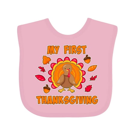 

Inktastic My First Thanksgiving with Cute Turkey Boys or Girls Baby Bib