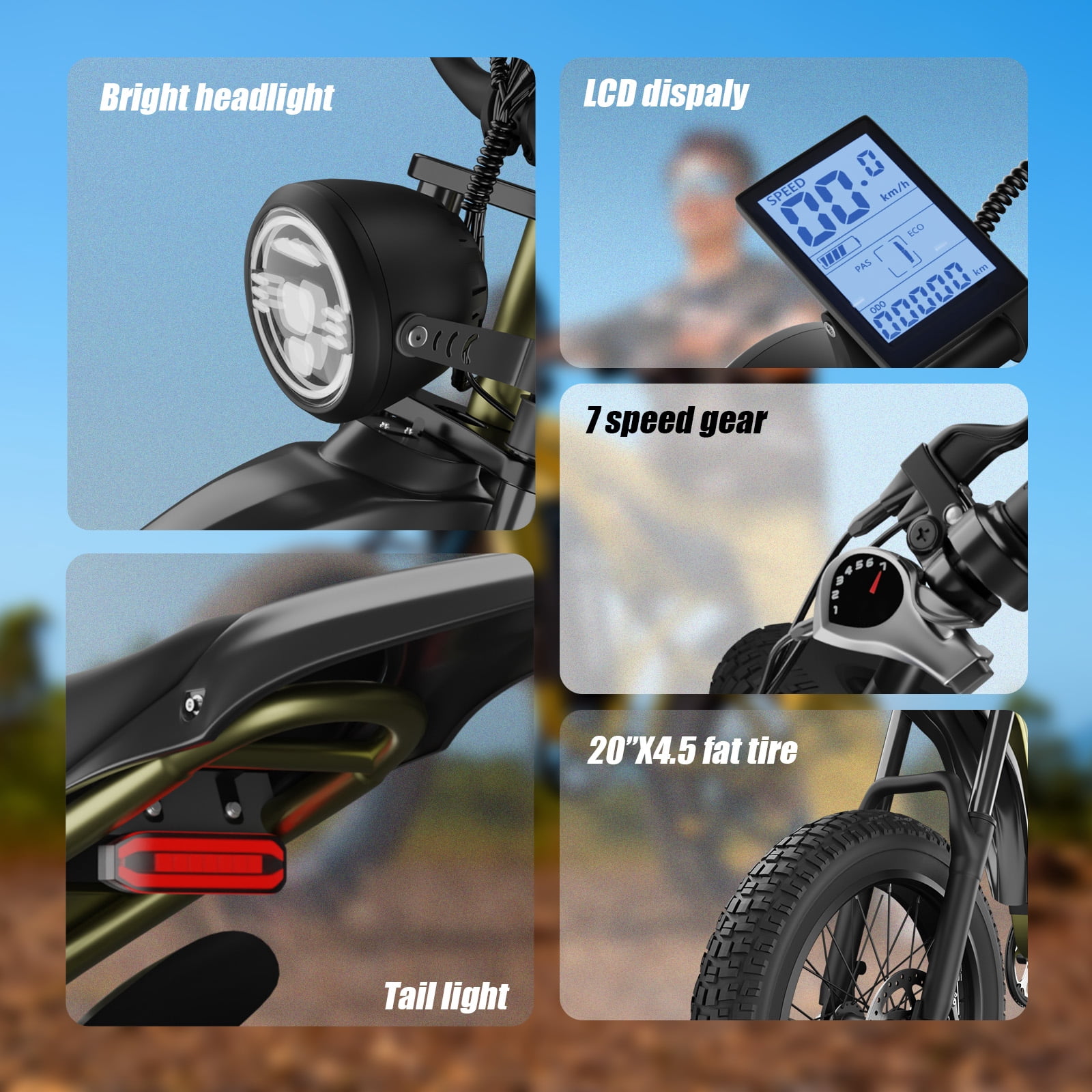 BIGNIU BG-S Electric Bike for Adults – 20" Fat Tire, 740W Motor, 48V 15A Battery, 7-Speed, Dual Disc Brakes for Off-Road and City Riding UL2849