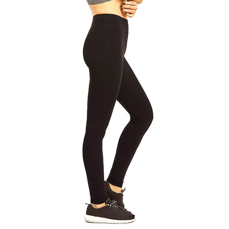 Sofra Cotton Leggings - Women's Medium Weight Breathable Cotton Legging,  Black, Size: XL