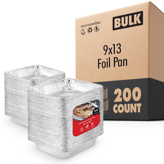 Aluminum Pans 9x13 Disposable Foil Baking Pans (200 Pack) - Half Size Steam Table Deep Pans - Tin Foil Pans Great for Cooking, Heating, Storing, Prepping Food