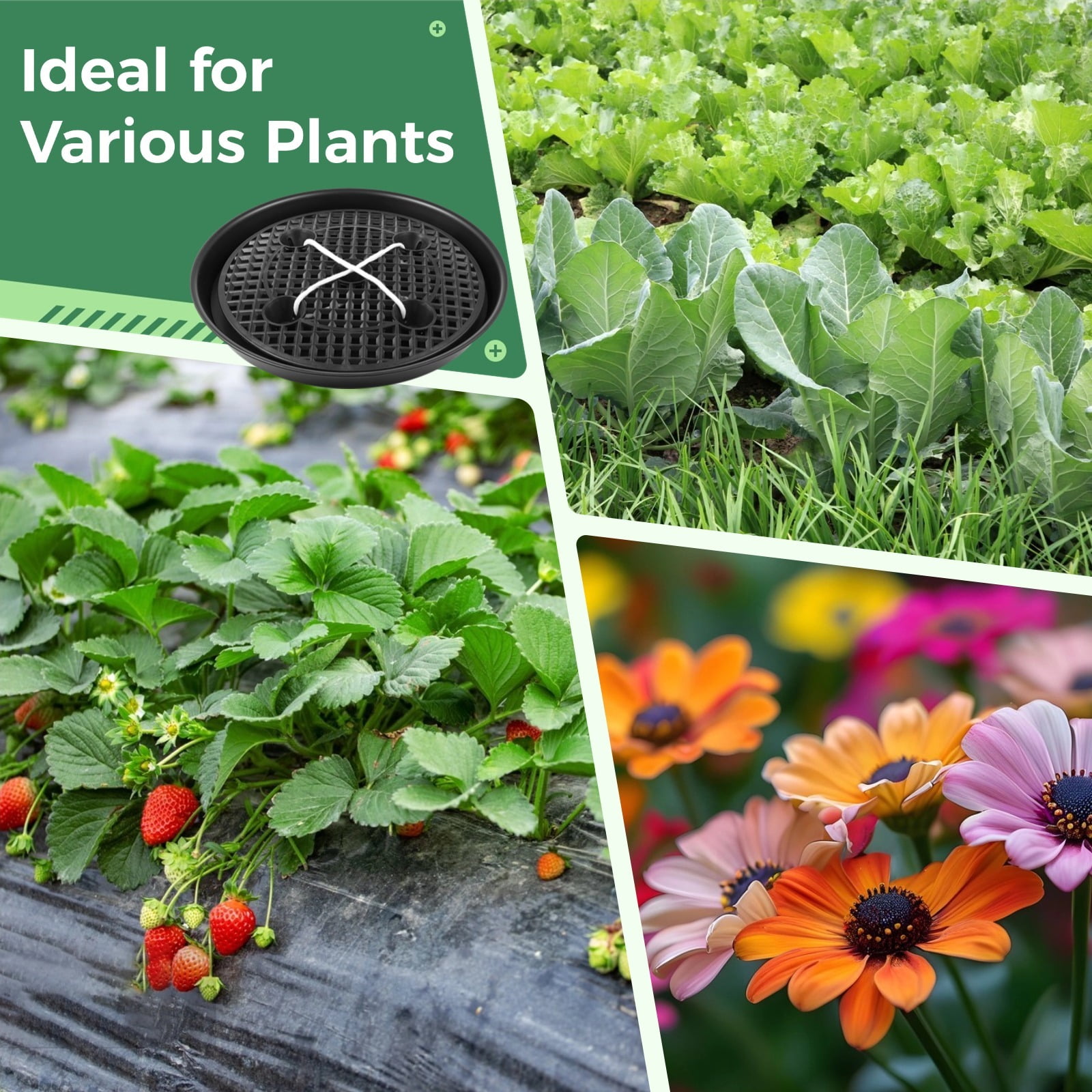 4 Pcs Self-Watering Fabric Pot Base, Elevated Plant Saucers, Auto-Irrigation Water Delivery System, Automatic Watering Plant Saucers for Plant Growth Bags, Flower Pot Trays for Fabric Planters