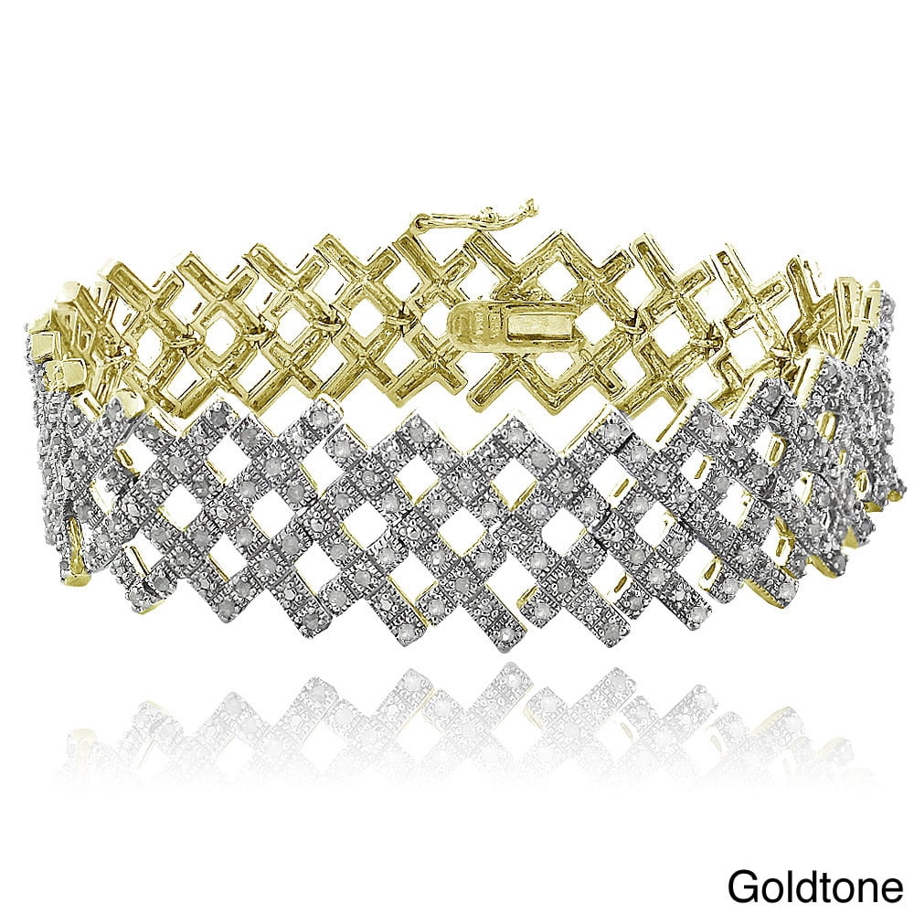 Silver Tone 2 Ct Diamond Criss-Cross Bracelet