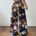 thumbnail image 5 of Hearthz Flannel Pajama Pants Women Ghost Pumpkin Spider Web Graphic Women Pajamas Fleece Pajama Pants Drawstring Elastic Waist Wide Leg Women's Pajama Pants, 5 of 5