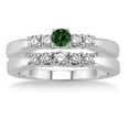 thumbnail image 2 of 1.25 Carat Emerald & Diamond Elegant 5 stone Bridal Set on 10k White Gold, 2 of 2
