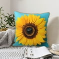 thumbnail image 6 of Haiem Golden Sunflower in Blue Print Velvet Soft Solid Decorative Square Throw Pillow Covers Set with Elegant Piping Christmas Cushion Case for Sofa Bedroom Car-16"x16", 6 of 8