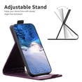 thumbnail image 4 of Flip Wallet Case for iPhone 14, PU Leather Magnetic Snap Folio Cover with Card Holder, Kickstand Function - TPU Shockproof Durable Protective Phone Case for iPhone 14, Darkpurple, 4 of 7