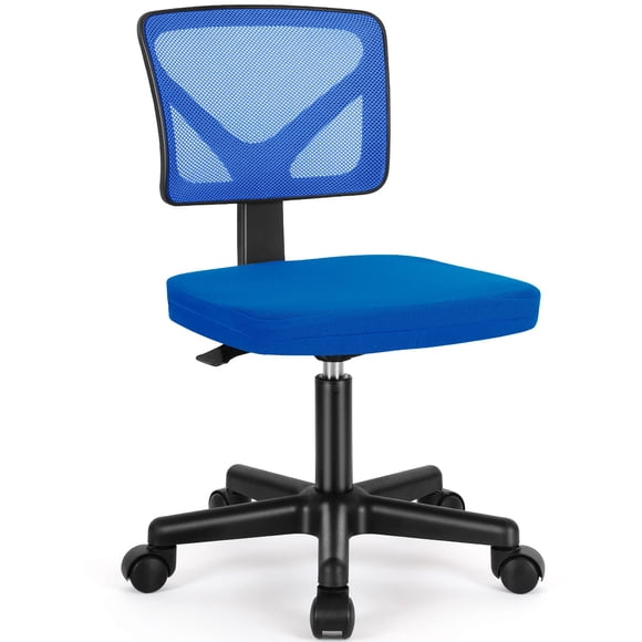 Silla de oficina ergonómica de malla sin brazos Sweetcrispy azul