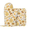 thumbnail image 2 of Honeii Honey Honeycomb patten Oven Mitts and Pot Holders Sets, Baker Oven Mitts, Mittens for Kitchen Decor, Baking Lover over Gloves Gifts, 2 of 7