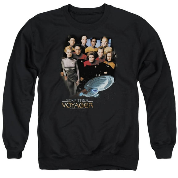 Star Trek Voyager Crew Adult Crewneck Sweatshirt Black