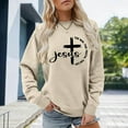 thumbnail image 2 of Tiweut Christian Sweatshirts Women Jesus The Way The Truth The Life Bible Verse Shirt Religious Crew Neck Pullover,Beige,L, 2 of 4