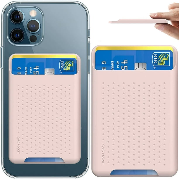 Porte-cartes pour l'arrière du téléphone, pochette adhésive en silicone  pour carte d'identité, poche pour carte de portefeuille pour tous les  smartphones 