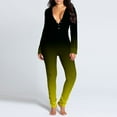 thumbnail image 3 of Women's Onesie Butt Button Back Flap Jumpsuit One Piece V Neck Long Sleeve Bodycon Romper Pajamas Playsuit, 3 of 6