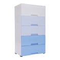 thumbnail image 5 of Plastic Drawers Dresser Storage Cabinet, 5 Drawer Stackable Vertical Clothes Storage Tower, Bedroom Tall Small Chest Closet, Organizer Unit for Hallway Entryway, Home Furniture, 5 of 32