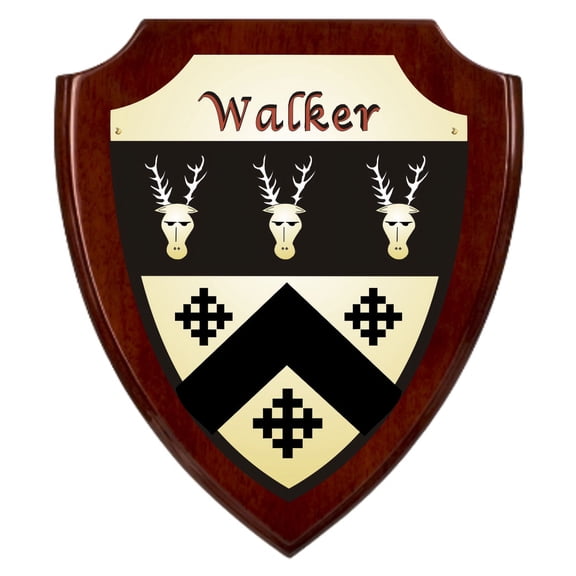 Walker Irish Coat of Arms Shield Plaque - Rosewood Finish