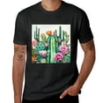 thumbnail image 2 of Wuche Green plant cactus watercolor, designed shirt, artistic display, T-shirt lover gift casual breathable men, women, boys, girls, children Black, 2 of 4
