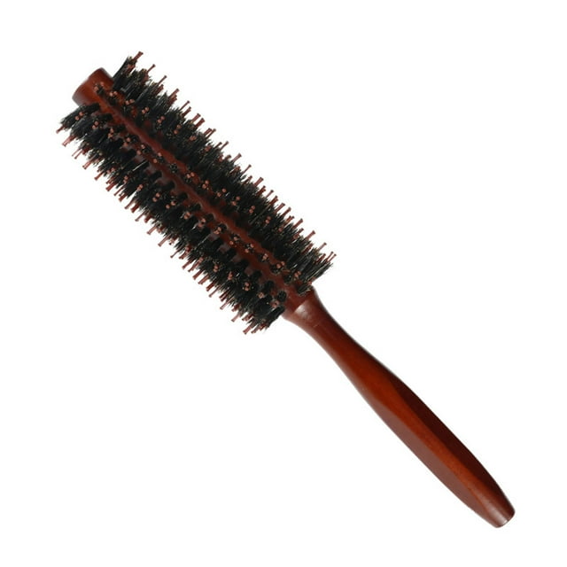 Cepillo de pelo con cerdas, peine redondo de sarga con mango de madera para secar, peinar y rizar el cabello (sarga 14), color aleatorio