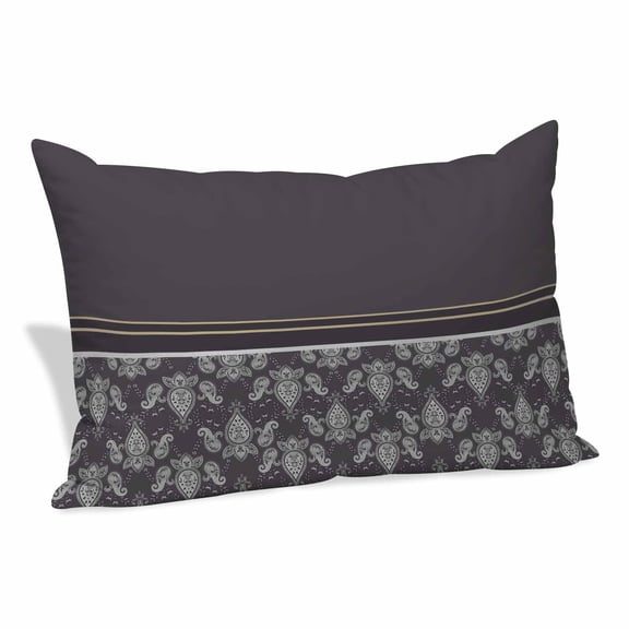 Boho Purple Flower Pillow Covers, Linen Long Throw Pillow Case, Abstract Bohemia Pesley Floral Holiday Pillow Protector Decorative Cushion Cover for Living Room/Bedroom 24" x 36"