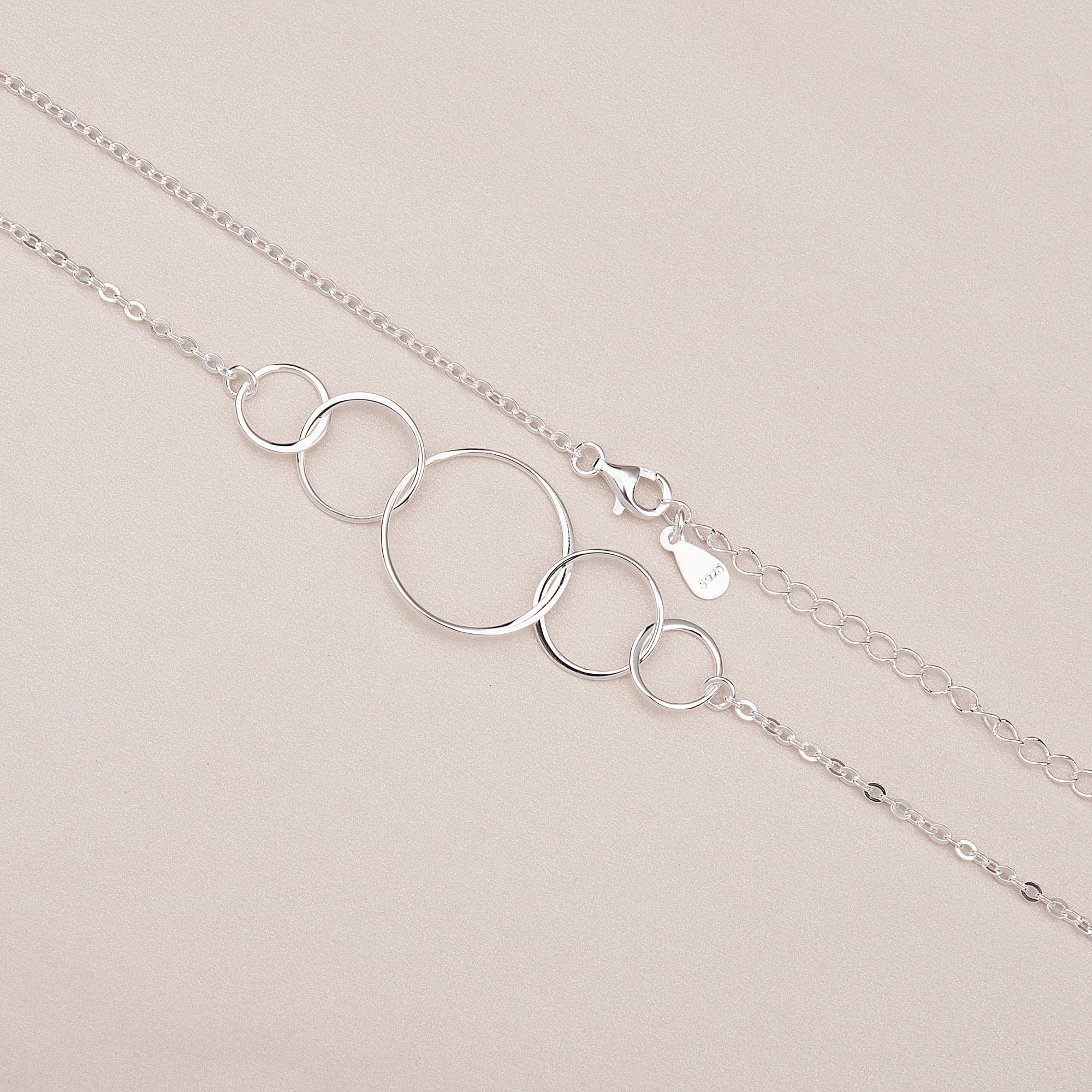 Anavia 50th Birthday Gifts for Women, 925 Sterling Silver 5 Circles Necklace For Her, 5 Decade Jewelry 50 Years Old -[5 Flat Circles, No Custom]