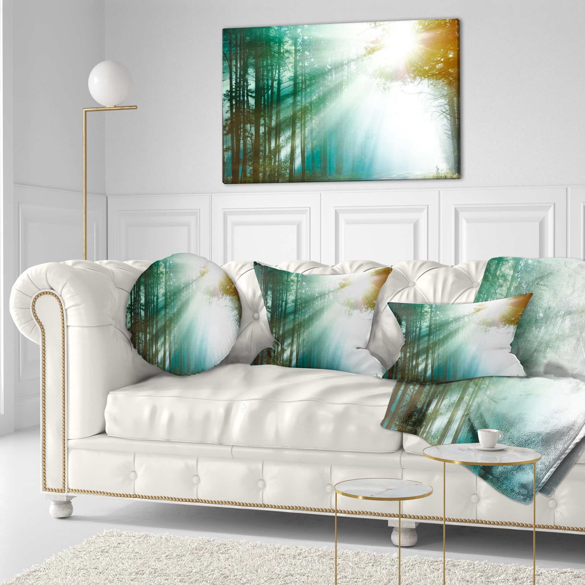 Designart Magic Blue Forest - Landscape Photography Throw Pillow - 12x20