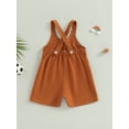 thumbnail image 3 of Toddler Girls Summer Casual Jumpsuit Solid Color Sleeveless Suspender Shorts with Pockets, 3 of 8