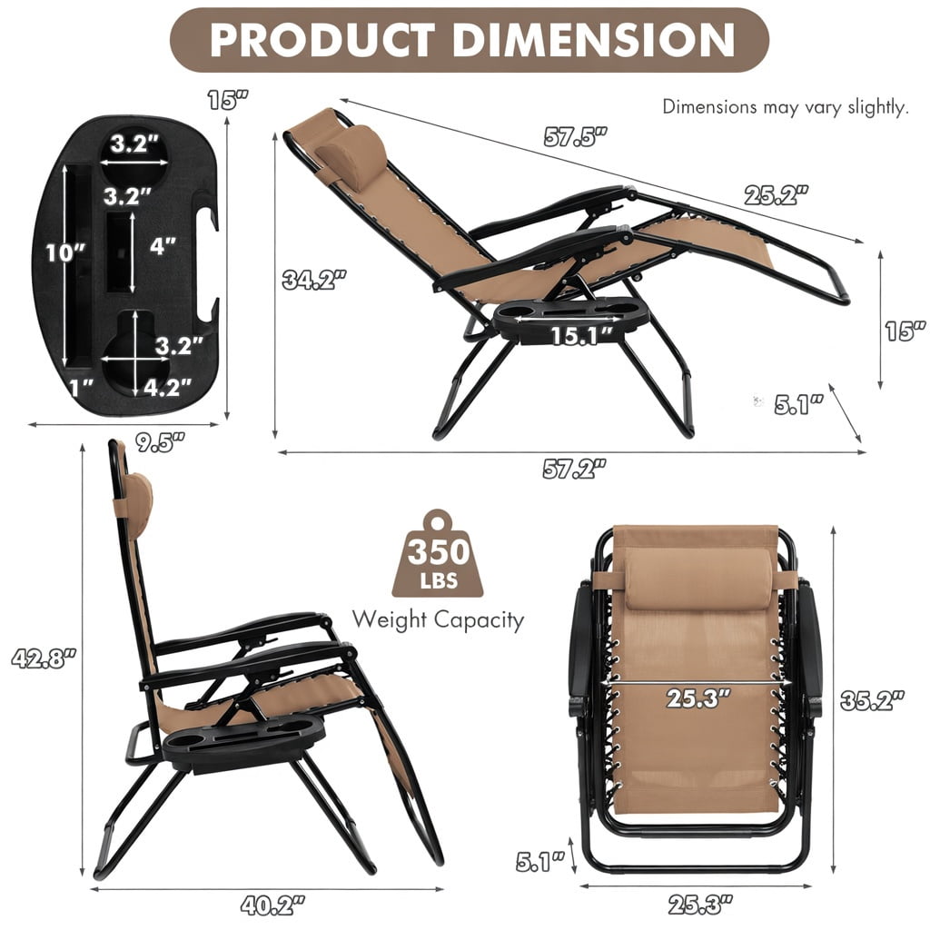 Hommoo Zero Gravity Folding Lounge Chair with Removable Tray, Outdoor Recliner for Back Relief, Beach & Patio, Beige