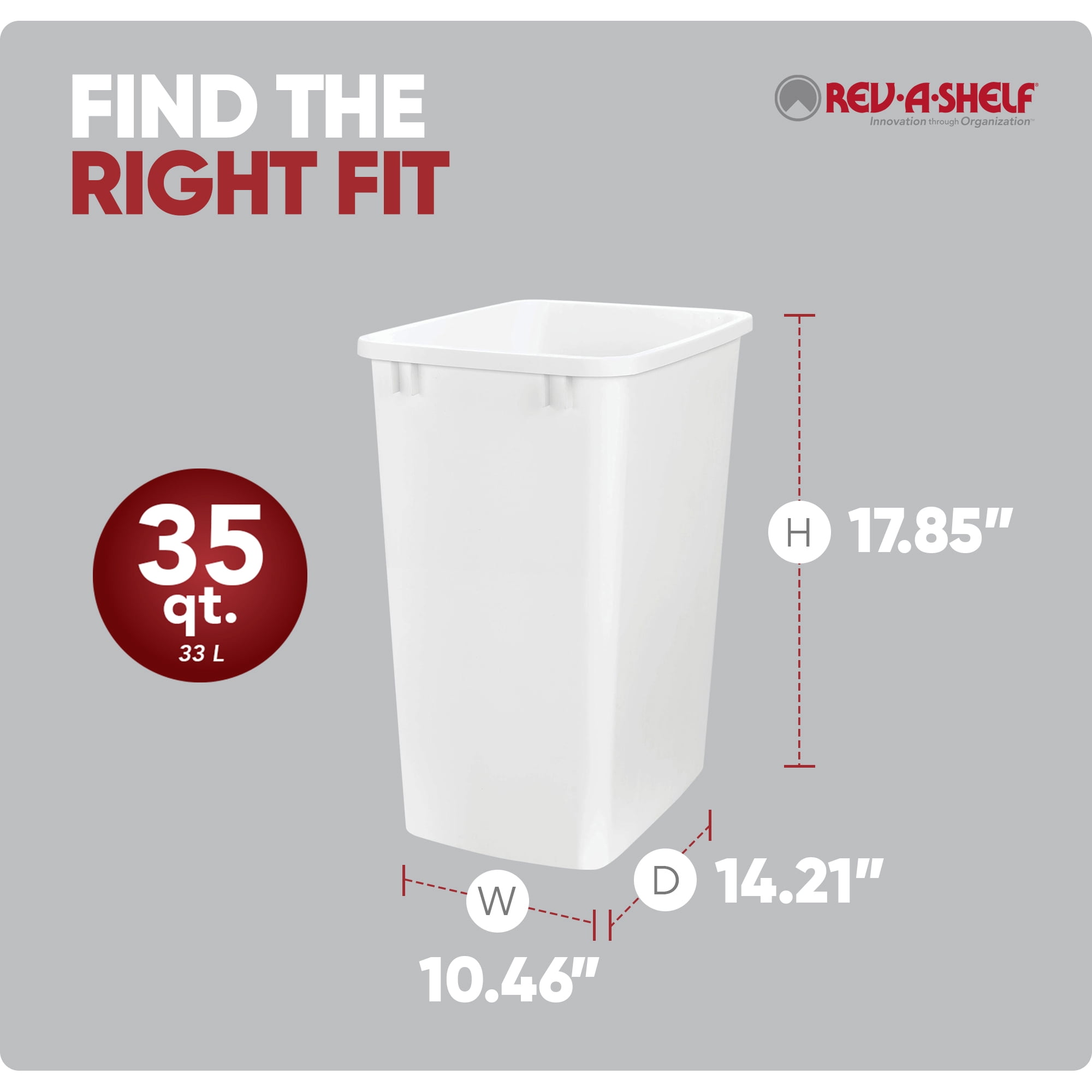 Rev-A-Shelf RV-35-52 35 Qt Replacement Trash Bin for Pull Out Waste Systems