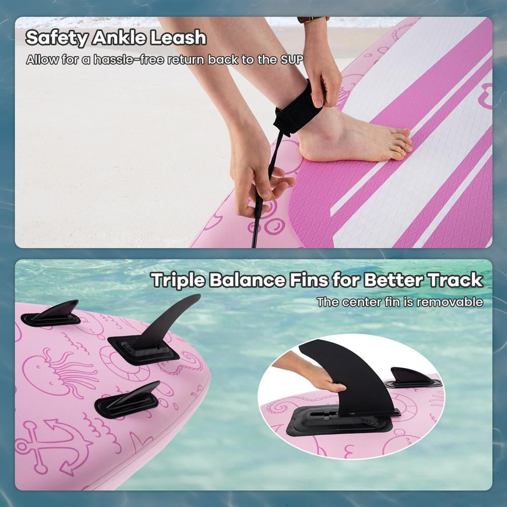 Topcobe Inflatable Stand Up Paddle Board iSUP Board Accessories with 3 Fins and Backpack, Workout Equipment for Indoor Outdoor-L