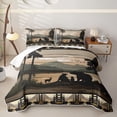 thumbnail image 2 of Erosebridal Vintage Lake Bear Quilt Full,Mountain Pine Silhouette Full Bedspread Sets For Boys,3-Piece, 2 of 7