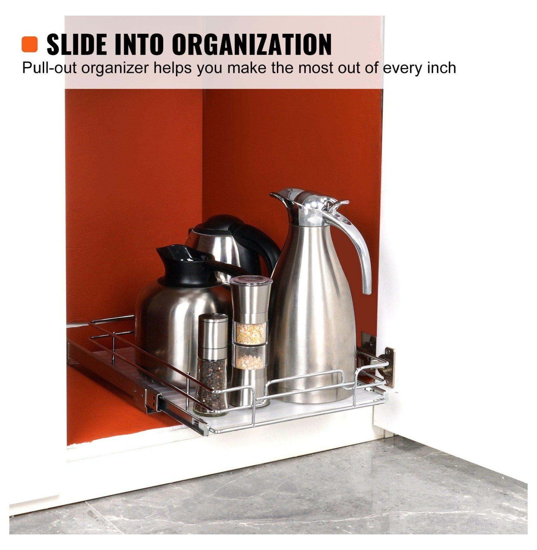 Pull Out Cabinet Organizer 11x21", Slide Out Pantry Shelves, Heavy Duty Roll Out Drawers, Kitchen Cabinet Storage, Under Sink Organizer