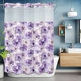 thumbnail image 6 of Spring Watercolor No Hooks Shower Curtain with Snap-in Liner Purple Flowers Floral Shower Curtains for Bathroom, Waterproof, Easy Install, Washable 60"x72", 6 of 9