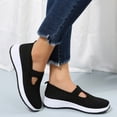 thumbnail image 5 of Rokment Women's Comfortable Memory Foam Orthopedic Wedge Walking Shoes Spring Fall Casual Knitted Platform Low Heel Slip-On Nursing Tennis Driving Sneakers with Arch Support Black Size 6, 5 of 8