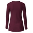 thumbnail image 6 of Jamsmile Women T-Shirts Casual Spring Solid Color Long Sleeve Buttons Down T-Shirts Loose V-Neck Oversized Basic Tops, 6 of 6