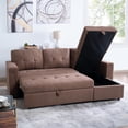 thumbnail image 4 of 78 in. W Convertible Sleeper Sectional Sofa, L Shaped Couch for Small Space Living Room, Storage Chaise, L Shaped Pull Out Sofa -Color:Mocha,Fabric:Velvet, 4 of 12