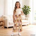 thumbnail image 4 of COEQINE Girls Wide Leg Pants with Ruffle High Waisted Loose Fit Summer Trousers Stylish Outfits Flowy Summer Joggers for 9-10 Years Kids, Cute Cat Paw, 4 of 8