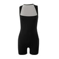 thumbnail image 3 of Povozer Women's Sleeveless Bodycon Romper Stretchy Square Neck Sexy Unitard Jumpsuit(Black,XL), 3 of 3