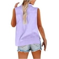 thumbnail image 4 of Cotton Linen Button Sleeveless Tops for Women, Collared Sleeveless Summer Tops, Lightweight Loose Fitting Dressy Casual Veats Blouses Slim Camisoles Purple L, 4 of 7