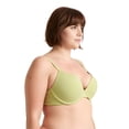 thumbnail image 2 of Curve Muse Women's Light Lift Add 1 Cup Push Up Underwire Convertible Tshirt Bra-2PK-Black Iris,Pale Green-42DDD, 2 of 6
