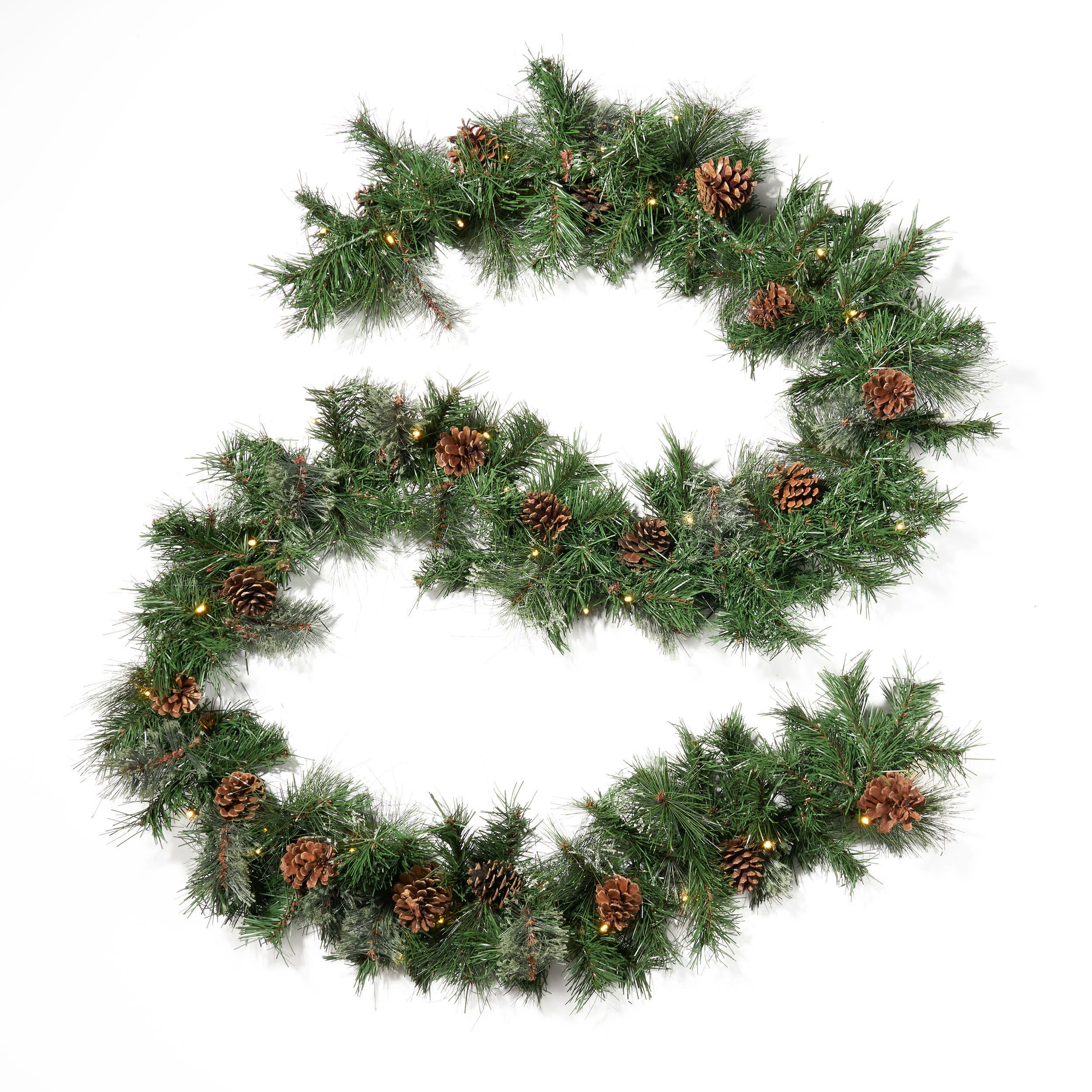 Noble House 9 Foot Artificial Mixed Spruce LED Christmas Garland with Snowy Branches and Pinecones, Green/Clear LED - image 5 of 5