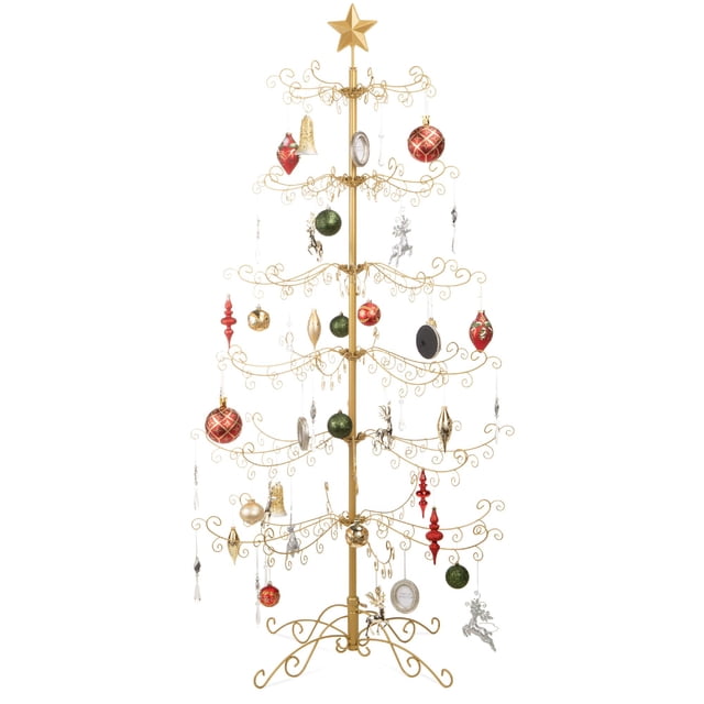 Árbol de Navidad Best Choice Products, hierro forjado, oro de 6 pies