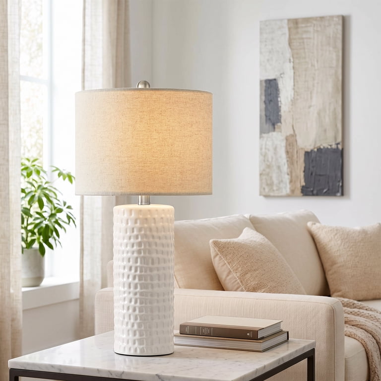Oneach 24.5 in White Ceramic Table Lamps Set of 2 photo 6