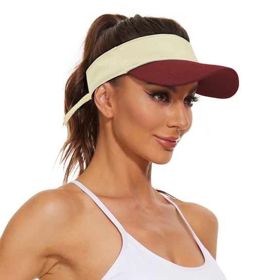 Minzimin Breathable Sun Visors for Women-Cotton Structured Brim Pontail Visor Hats for Casual,Walking,Beach